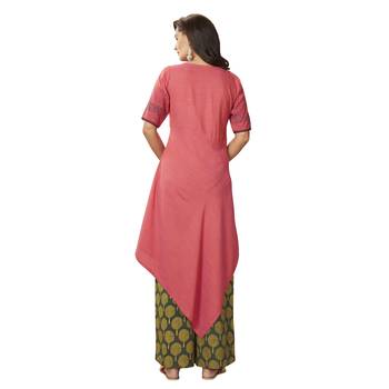 Peach embroidered silk salwar stitched 2