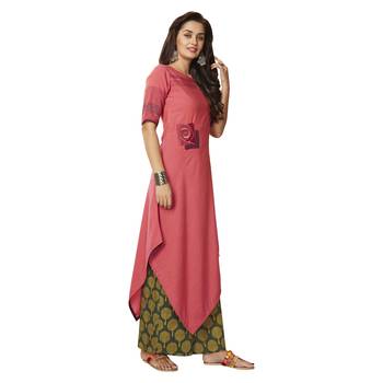 Peach embroidered silk salwar stitched 3
