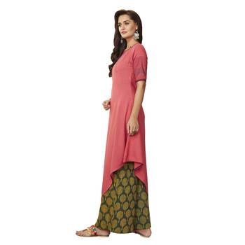Peach embroidered silk salwar stitched 4
