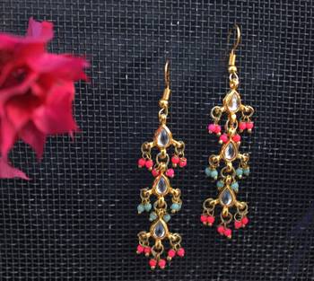 Maira Kundan Pink Danglers 2