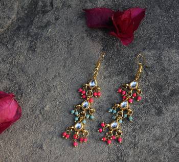 Maira Kundan Pink Danglers 3