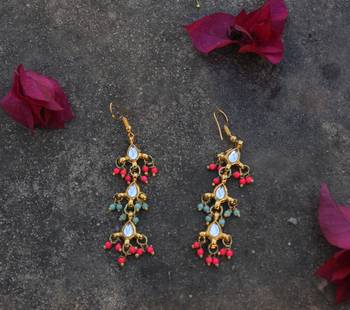 Maira Kundan Pink Danglers 4