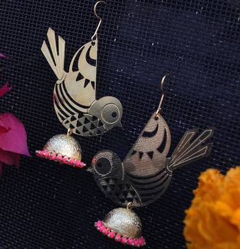 Birdy Filigree Pink Jhumki 1