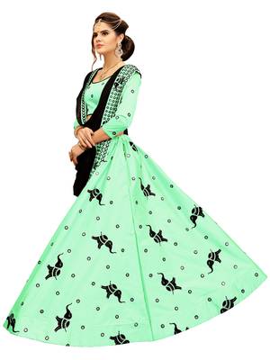 Light Green Embroidery Soft Tifi Silk Designer Lehenga Choli With Blouse 2