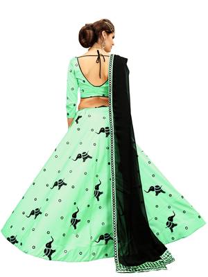 Light Green Embroidery Soft Tifi Silk Designer Lehenga Choli With Blouse 3