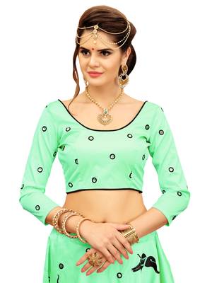Light Green Embroidery Soft Tifi Silk Designer Lehenga Choli With Blouse 4