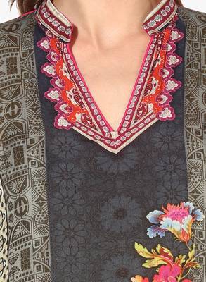 Zoeyams womens multicolred rayon screen prints long straight kurti 5