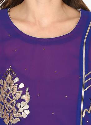 Zoeyams womens blue georgette gota embroidery double layer long anarkali kurti 5