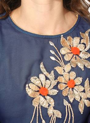 Zoeyams womens blue georgette gota embroidery double layer long anarkali kurti 5