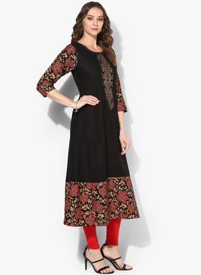 black cotton block prints long anarkali kurti 2