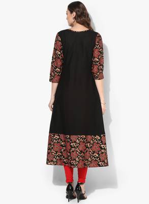 black cotton block prints long anarkali kurti 4