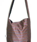 Dark Brown threaded multiple strips unisex jhola bag