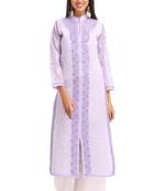 Mauve Embroidered Cotton Chikankari Kurti 