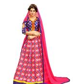Purple and Peach Digitally Printed Twrill Silk  Lehenga Choli With Un-Stitched Blouse