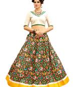 White and GreenDigitally Printed Twrill Silk  Lehenga Choli With Un-Stitched Blouse