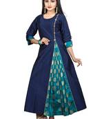 blue woven jacquard stitched kurti
