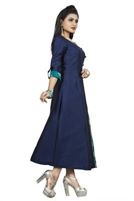 blue woven jacquard stitched kurti 3