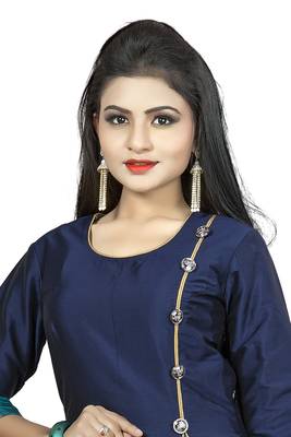 blue woven jacquard stitched kurti 5