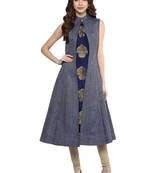 blue woven silk stitched kurti