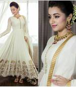 off white georgette embroidered anarkali suits