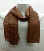 Brown Cotton Islamic Style Stole Daily Wear Arabian Hijab