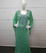 Green zari work gerogette islamic arabic style festive party wear kaftan