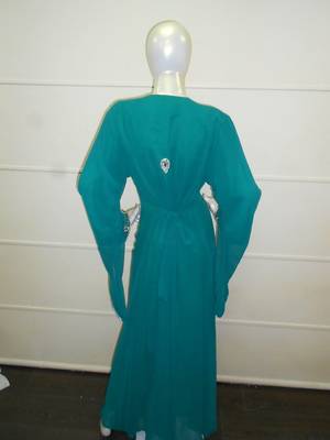 Teal zari work gerogette islamic arabic style festive party wear kaftan 4