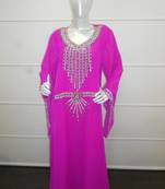 Pink zari work gerogette islamic arabic style festive party wear kaftan