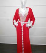 Red zari work gerogette islamic arabic style festive party wear kaftan
