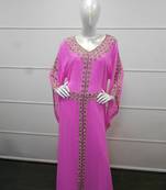 Pink zari work gerogette islamic arabic style festive party wear kaftan