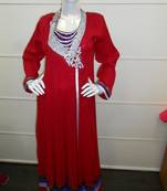 Red zari work gerogette islamic arabic style festive party wear kaftan