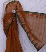 Rust Colour hand woven cotton saree with out blouse