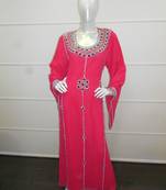 Red zari work gerogette islamic arabic style festive party wear kaftan