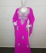 Pink zari work gerogette islamic arabic style festive party wear kaftan