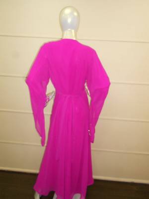 Pink zari work gerogette islamic arabic style festive party wear kaftan 4