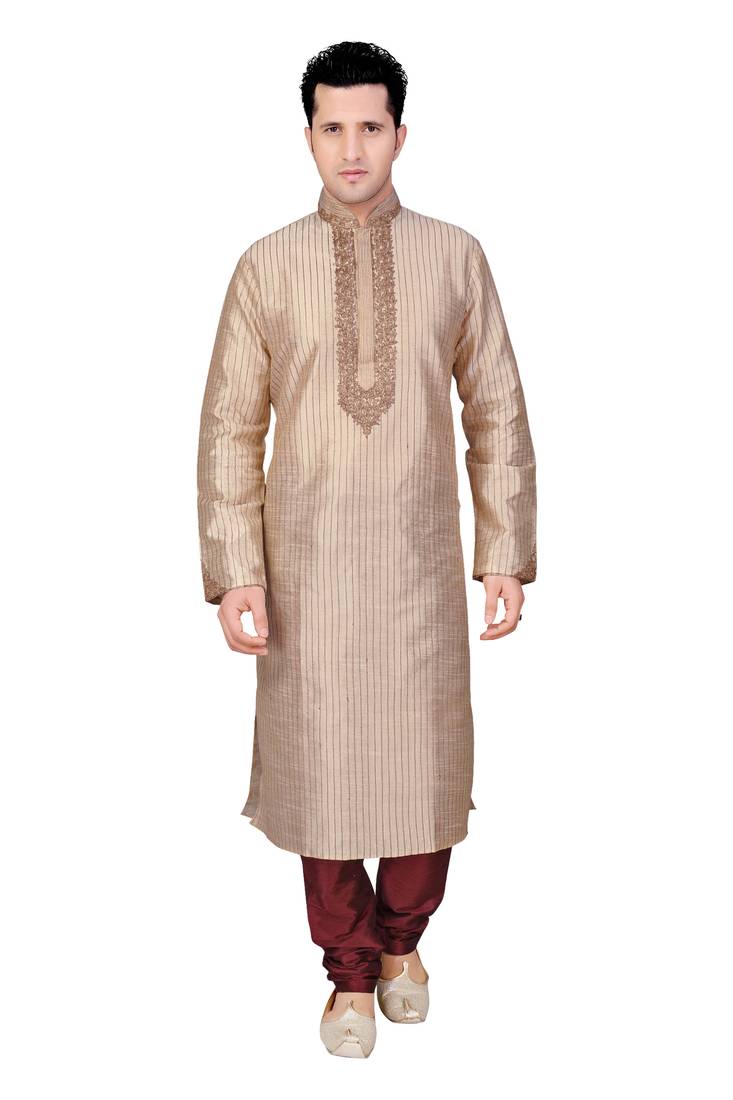 Machine Embroidered Corded Kurta With Antique Embroidery With A