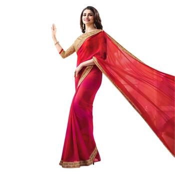Multicolor embroidered georgette saree with blouse 1