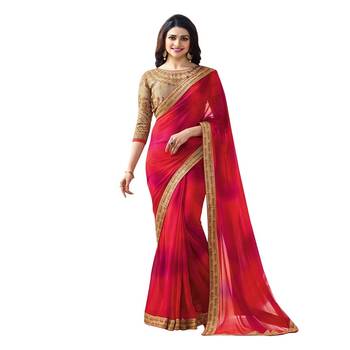 Multicolor embroidered georgette saree with blouse 2