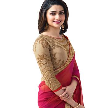 Multicolor embroidered georgette saree with blouse 3