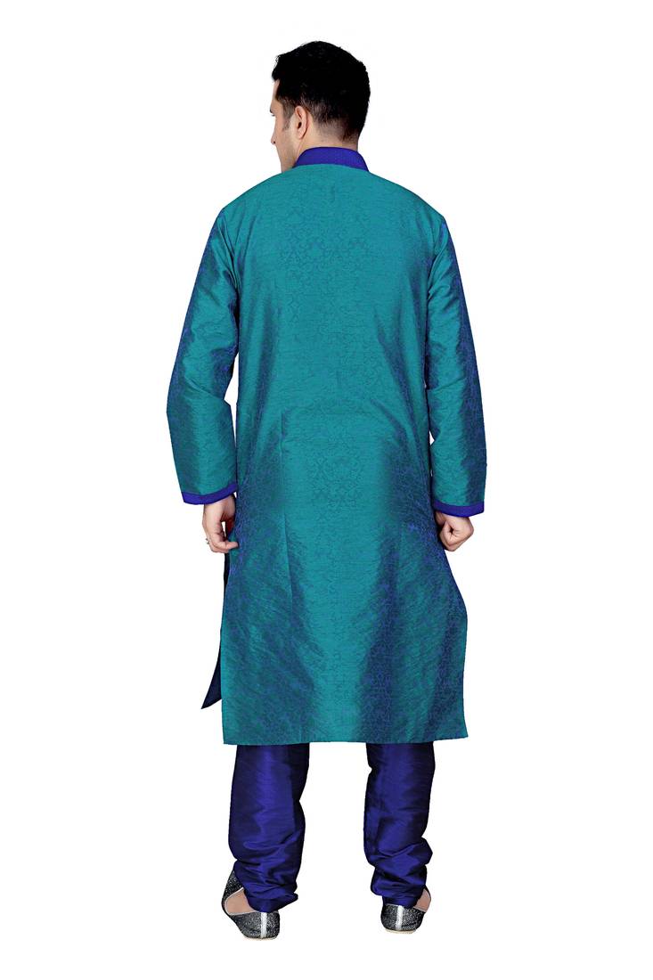Buy Pakistani sherwani Front open blue kurta with gundi button and