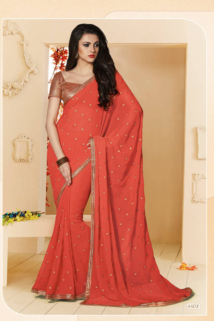 Chiffon Embroidery Saree and Embroidery border
