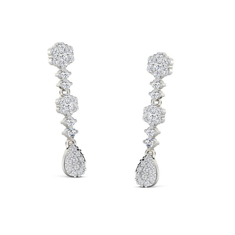 0.49 Ct Diamond Dangling Earrings in 9KT White Gold His & Her 2508194