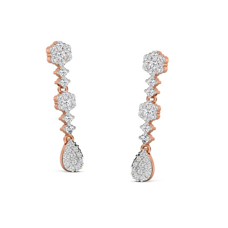 0.49 Ct Diamond Dangling Earrings in 9KT Rose Gold