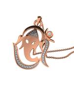 0.02 Ct Diamond Om Ganesh  Pendant in 9KT Rose Gold