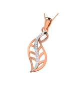 0.07 Ct Diamond Leaf Design Pendant in 9KT Rose Gold