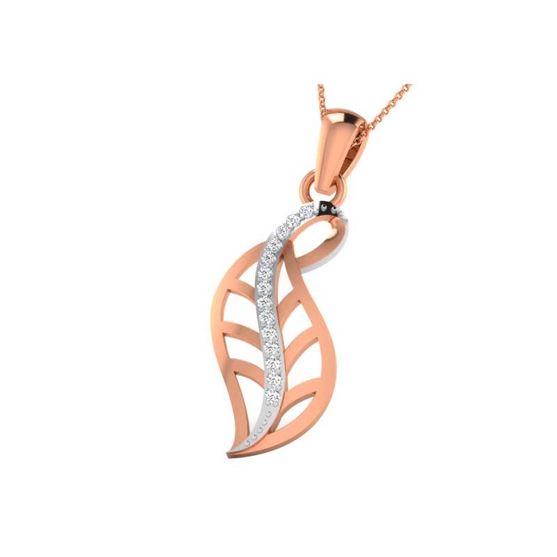 0.07 Ct Diamond Leaf Design Pendant in 9KT Rose Gold