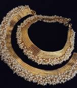 Chandni Pearl Payal Copper traditional Anklet India Bollywood Bridal Jewelry