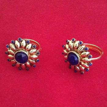 Adjustable Blue Flower golden traditional toe ring bichiya bichwa metti 1