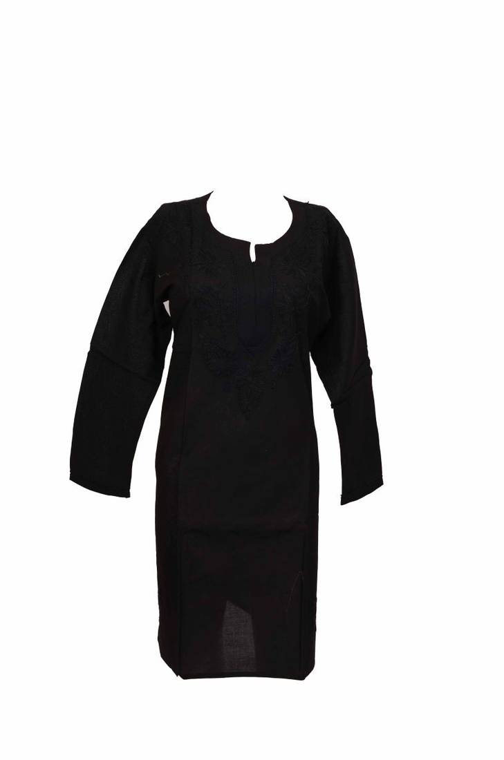 Black hand woven pure cotton Lucknow chikankari kurti