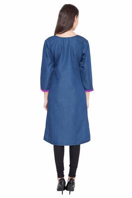 Blue embroidered Denim  kurti 2